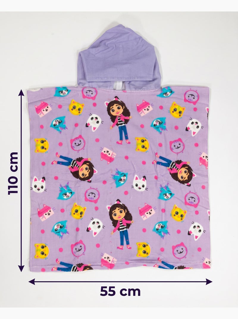 Strandponcho Gabby's Dollhouse 55x110cm – Capuchon – 100% Polyester – Officiële Licentie Zwart Mauve - Kiabi