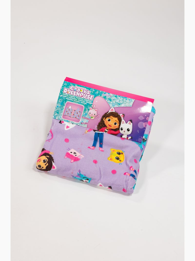 Strandponcho Gabby's Dollhouse 55x110cm – Capuchon – 100% Polyester – Officiële Licentie Zwart Mauve - Kiabi
