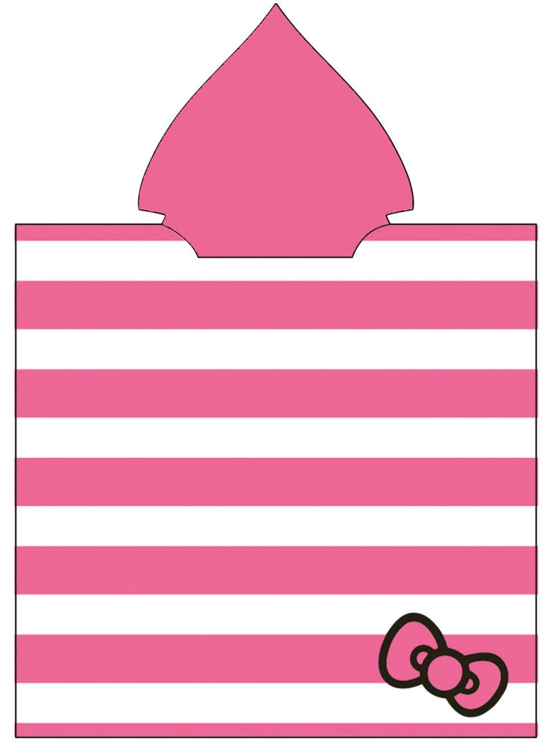 Strandponcho Hello Kitty 60x120cm – Roze Witte Strepen – Puntige Capuchon – 100% Polyester – Officië Beige/Roze - Kiabi
