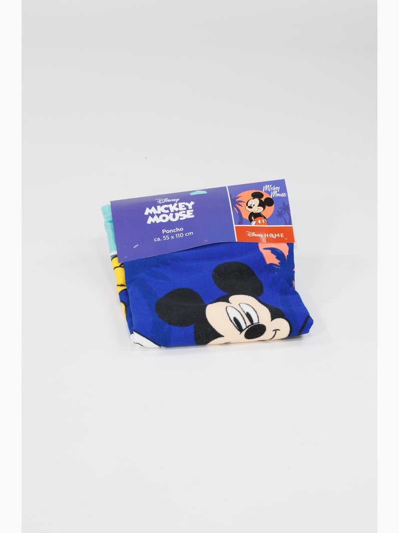 Strandponcho Mickey Mouse Disney 55x110cm – Capuchon met Oortjes – 100% Polyester – Officiële Disney Beige/Groen/Blauw - Kiabi