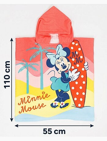Strandponcho Minnie Mouse Disney 55x110cm – Tropisch Surfen – Capuchon – 100% Polyester – Officiële
