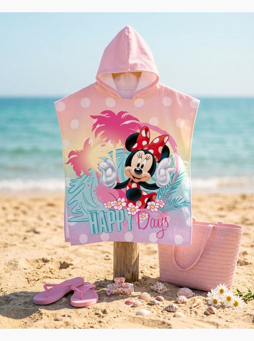 Strandponcho Minnie Mouse Happy Days 55x110cm – Pastel Roze – Capuchon – 100% Polyester – Officiële - Kiabi Strandponcho Minnie Mouse Happy Days 55x110cm – Pastel Roze – Capuchon – 100% Polyester – Officiële - Kiabi