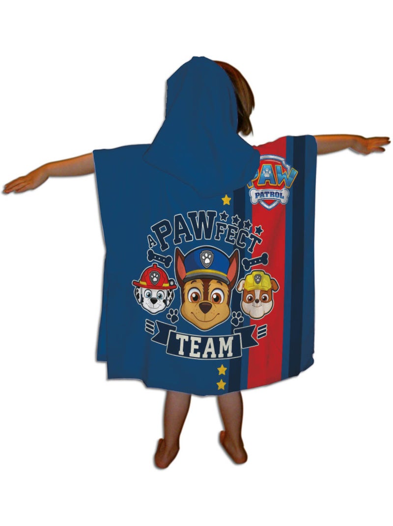 Strandponcho PAW Patrol 50x110cm – Volledig Team Here to Help – Capuchon – 100% Polyester – Officiël Zwart Zwart Blauw - Kiabi