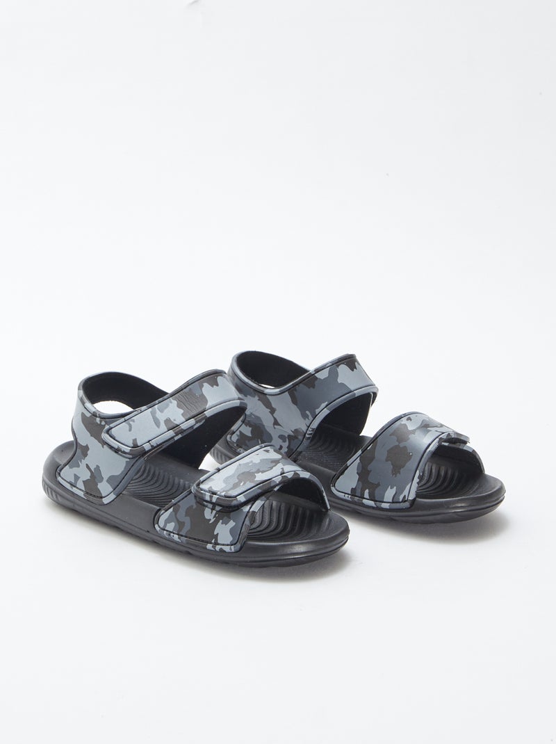Strandsandalen met klittenbandsluiting ZWART - Kiabi