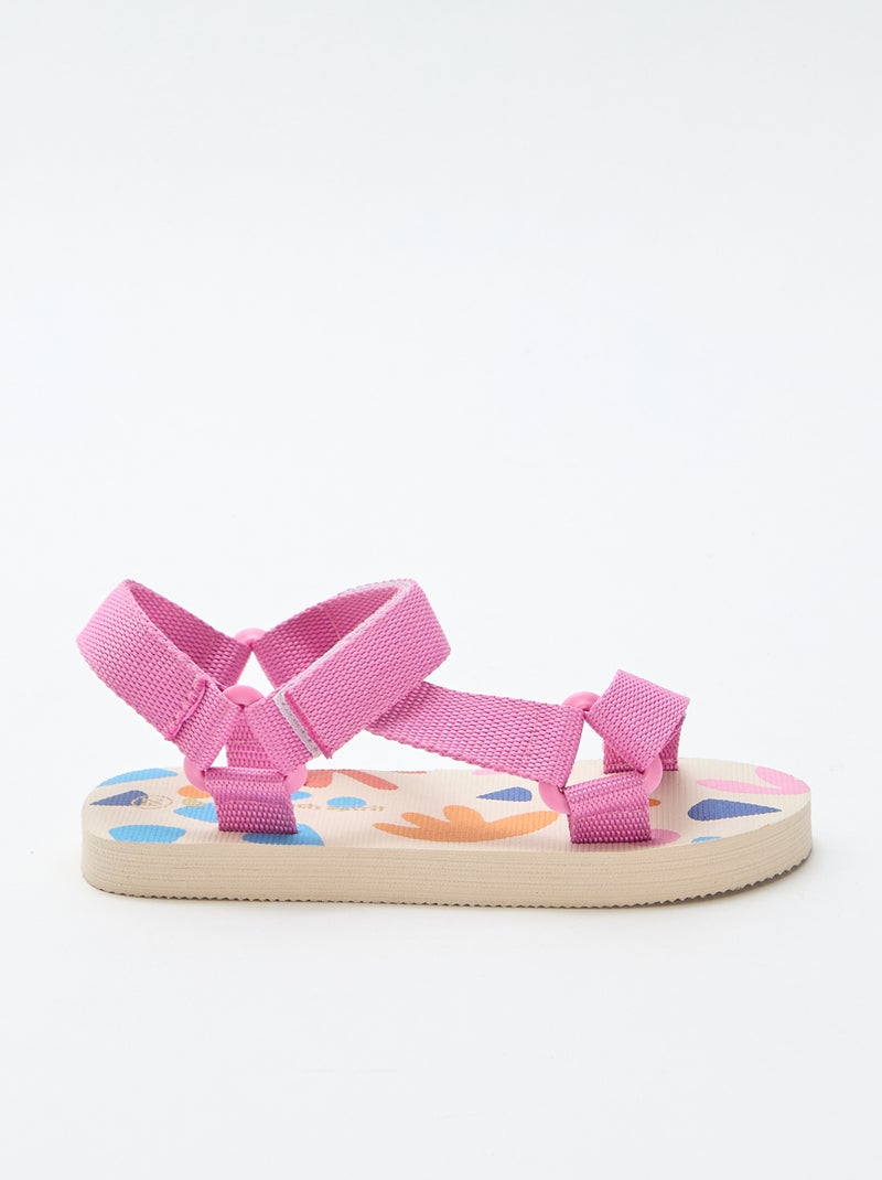 Strandsandalen met textielen bandjes Rose - Kiabi