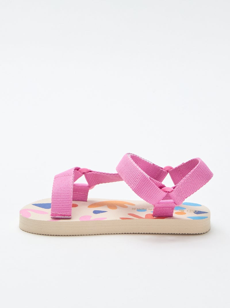 Strandsandalen met textielen bandjes Rose - Kiabi