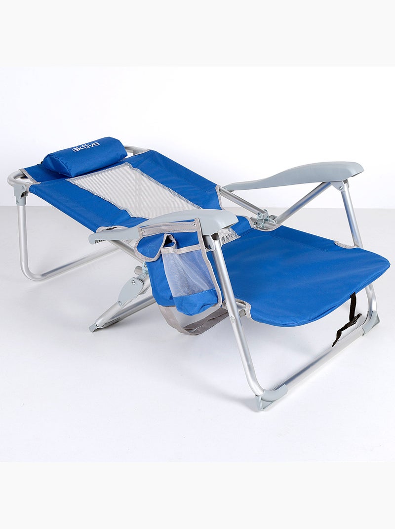 Strandstoel en ligstoel, 7 standen, met kussen en opbergvakken aktive Blauw - Kiabi