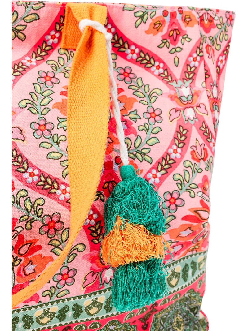 Strandtas pompom Geel - Kiabi