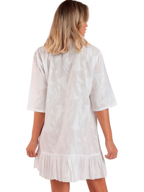 Strandtuniek met halve mouwen en knoopsluiting texture flowers - Kiabi Strandtuniek met halve mouwen en knoopsluiting texture flowers - Kiabi