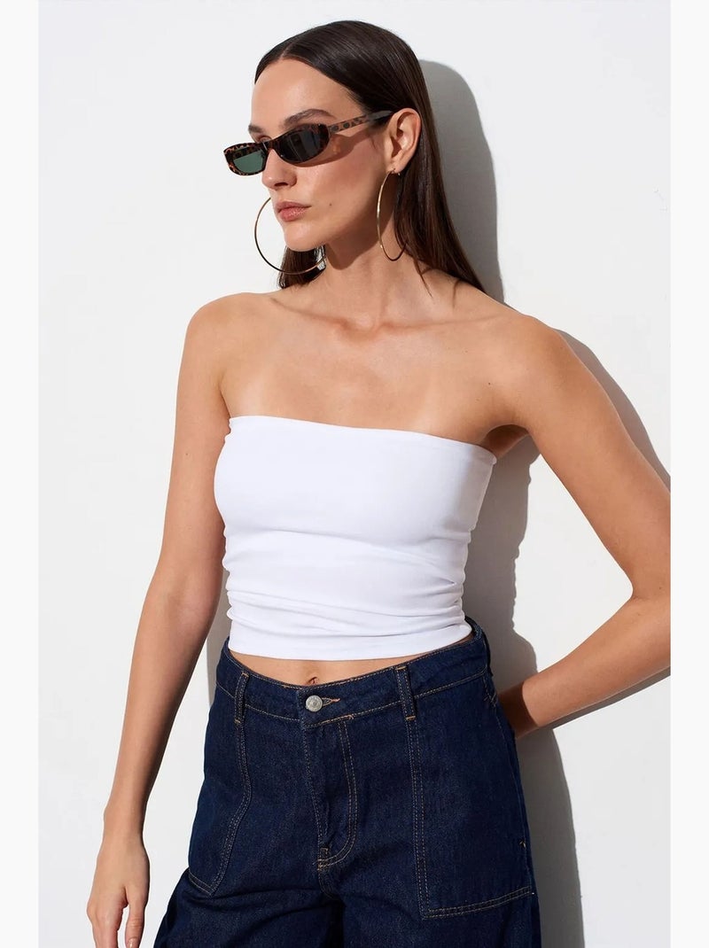 Strapless bodycon bandeau blouse dilvin Wit - Kiabi
