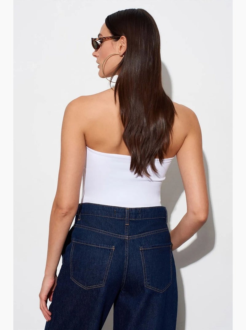 Strapless bodycon bandeau blouse dilvin Wit - Kiabi