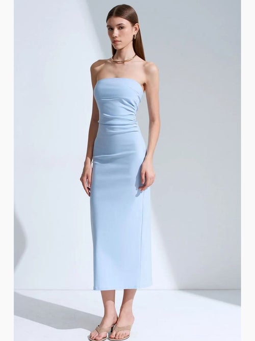 Strapless bodycon midi-jurk met split dilvin - Kiabi Strapless bodycon midi-jurk met split dilvin - Kiabi