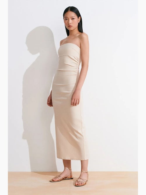 Strapless bodycon midi-jurk met split dilvin - Kiabi Strapless bodycon midi-jurk met split dilvin - Kiabi