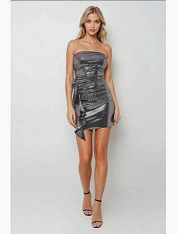 Strapless bodycon mini-jurk met pailletten en drapedetail hiccup
