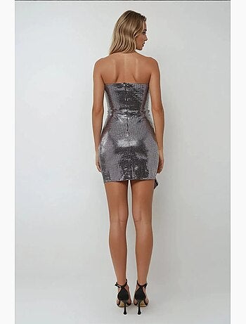 Strapless bodycon mini-jurk met pailletten en drapedetail hiccup