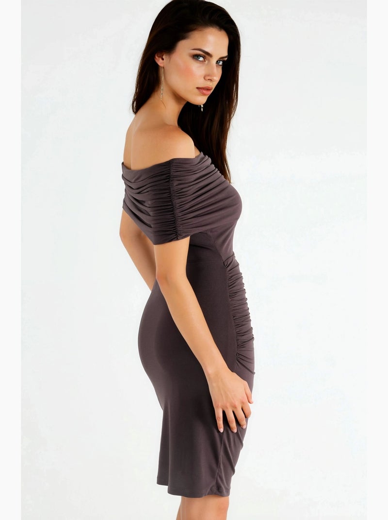Strapless bodycon sandy mini-jurk hiccup Chocoladebruin - Kiabi