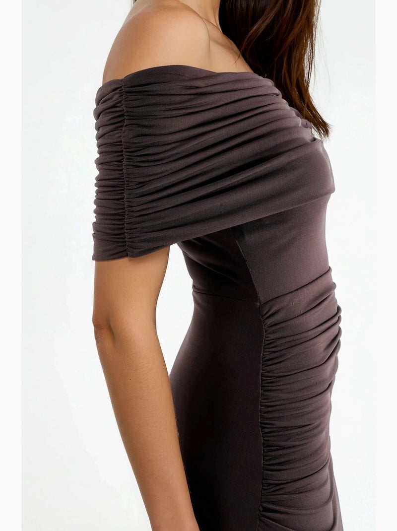 Strapless bodycon sandy mini-jurk hiccup Chocoladebruin - Kiabi