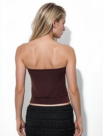Strapless gebreid crop top busem