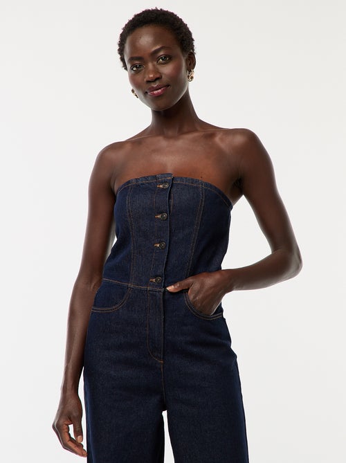 Strapless jumpsuit van spijkerstof - Kiabi
