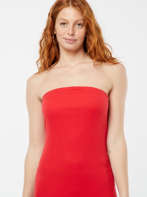 Strapless jurk met ribbeltextuur - Kiabi