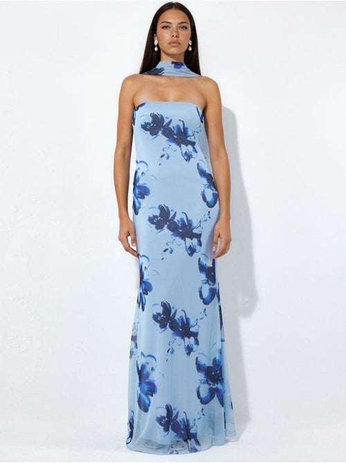 Strapless maxi-jurk met bloemenprint en bodycon-pasvorm - Kiabi