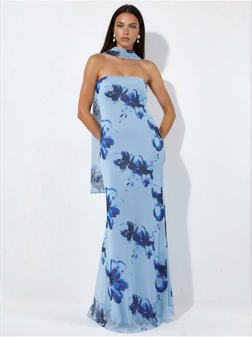 Strapless maxi-jurk met bloemenprint en bodycon-pasvorm - Kiabi