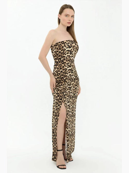 Strapless maxi-jurk met dierenprint hiccup - Kiabi