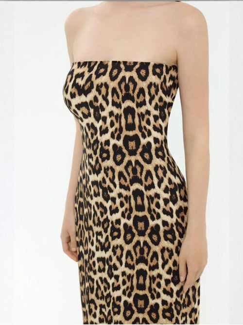 Strapless maxi-jurk met dierenprint hiccup - Kiabi