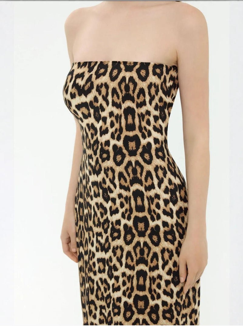 Strapless maxi-jurk met dierenprint hiccup Multicolor - Kiabi