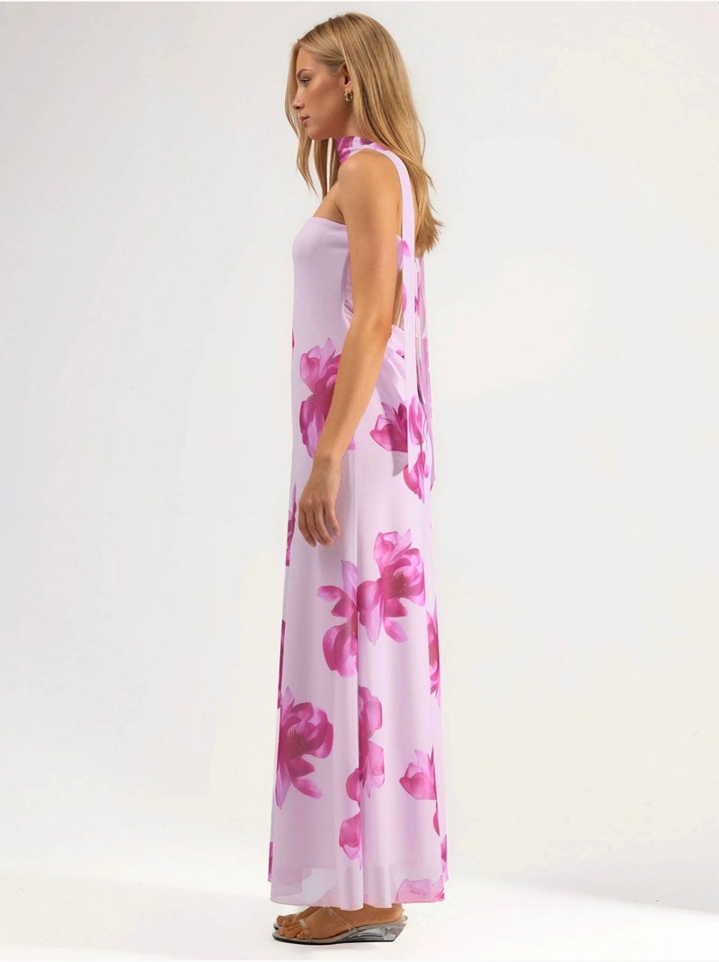 Strapless maxijurk met bloemenprint Lavendel - Kiabi
