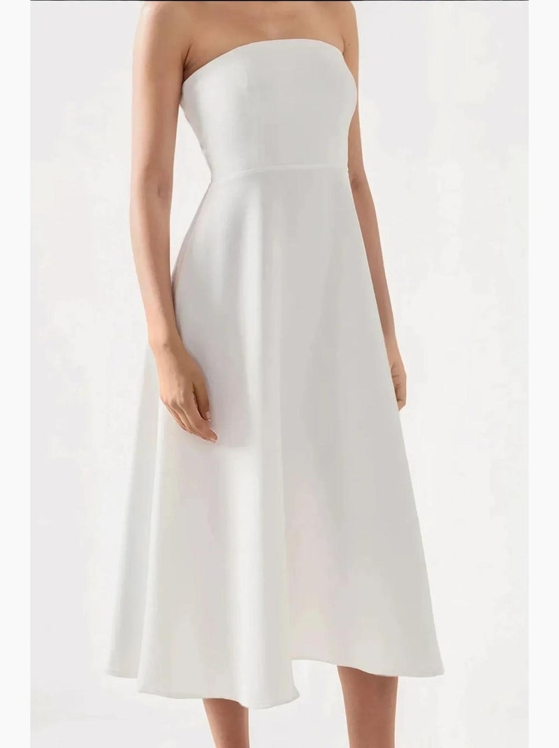 Strapless midi a-vorm jurk hiccup Wit - Kiabi