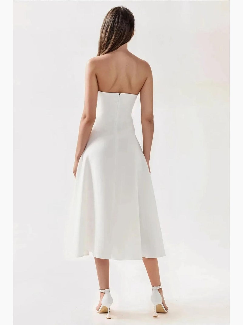 Strapless midi a-vorm jurk hiccup Wit - Kiabi