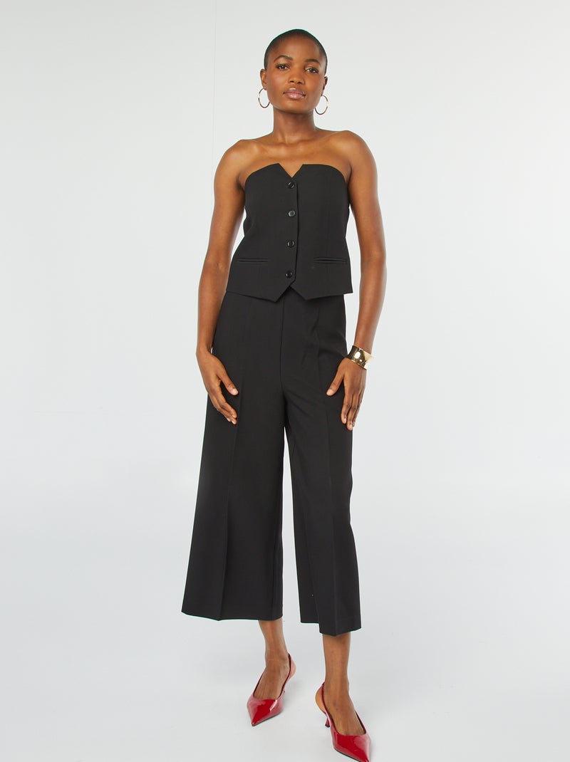 Strapless top met knopen zwart - Kiabi