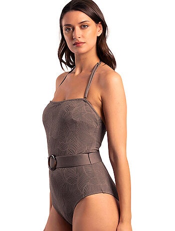 Strapless voorgevormd eendelig zwempak fresh leaves