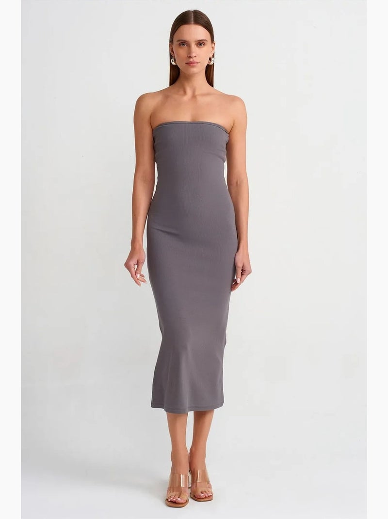 Straploze bodycon midi-jurk dilvin Grijs Zwart - Kiabi