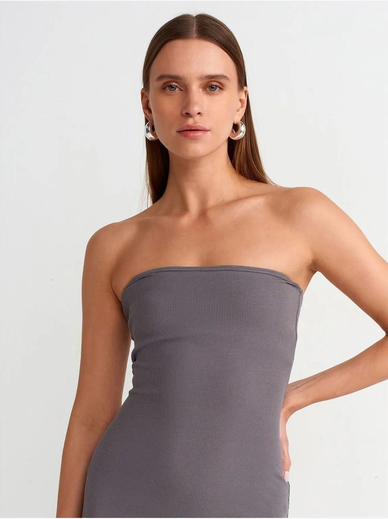 Straploze bodycon midi-jurk dilvin Grijs Zwart - Kiabi