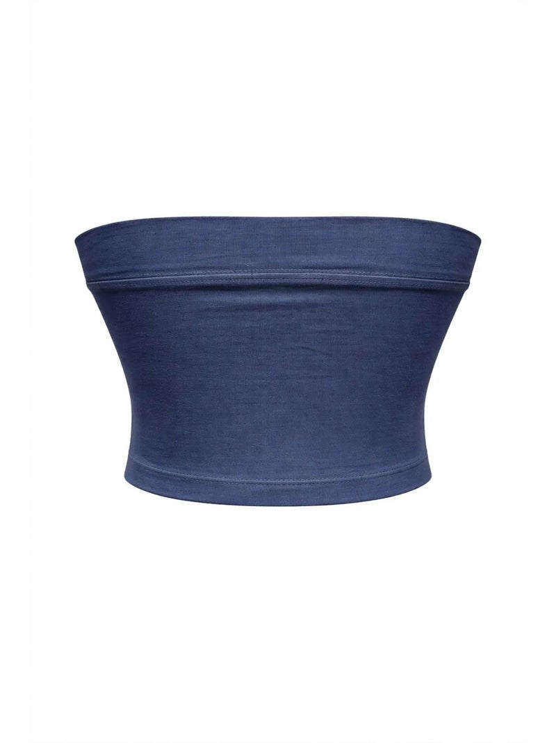 Straploze crop bandeaublouse mixray Marineblauw - Kiabi