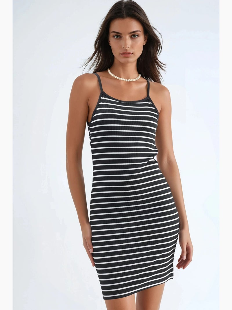Strappy bodycon mini-jurk hiccup Zwart Wit - Kiabi