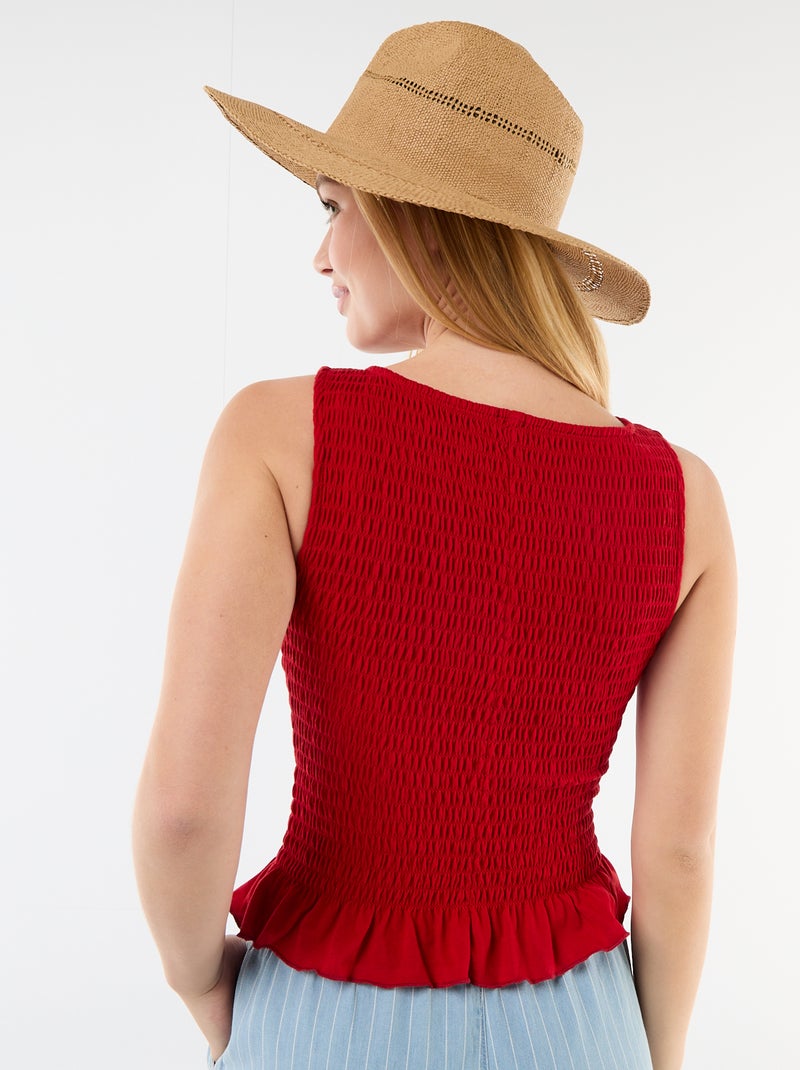 Stretch mouwloze T-shirt Rood - Kiabi