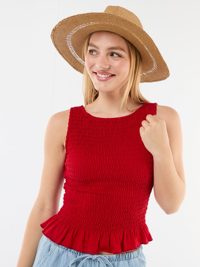 Stretch mouwloze T-shirt Rood - Kiabi