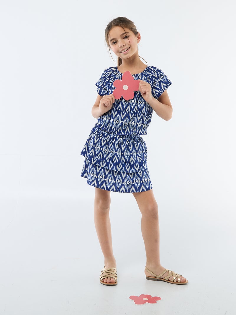 Stretch rok van jerseytricot Blauw - Kiabi