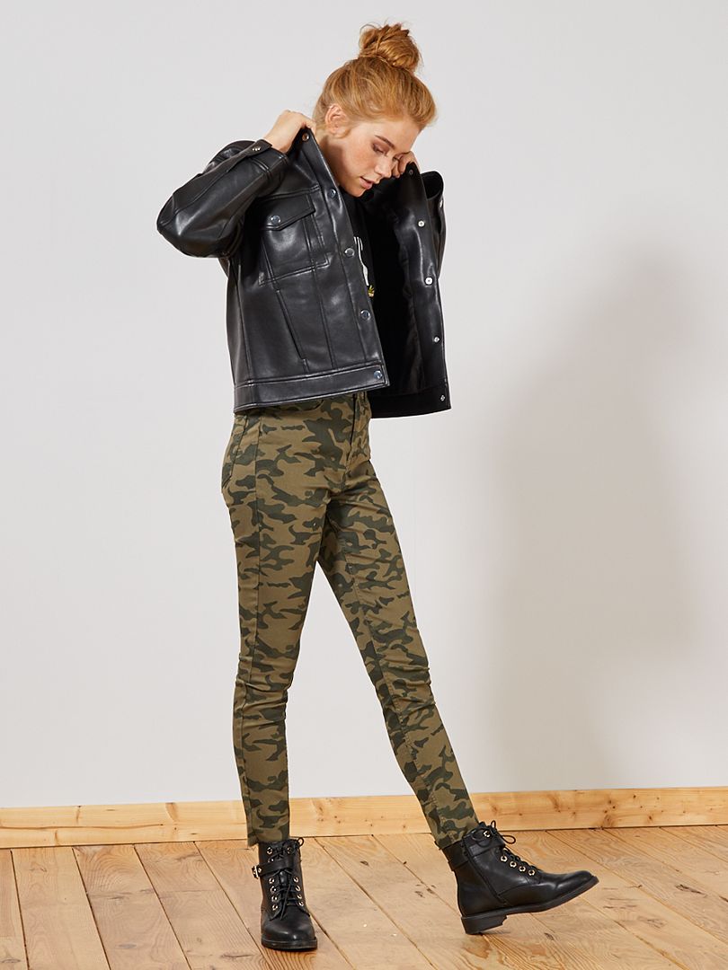 Stretch skinny broek met print camouflage - Kiabi