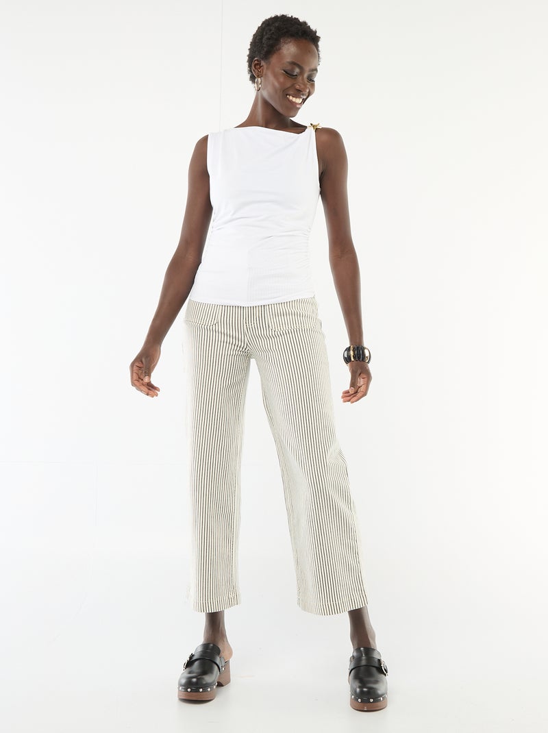 Stretch T-shirt met goudkleurige siersteen Wit - Kiabi