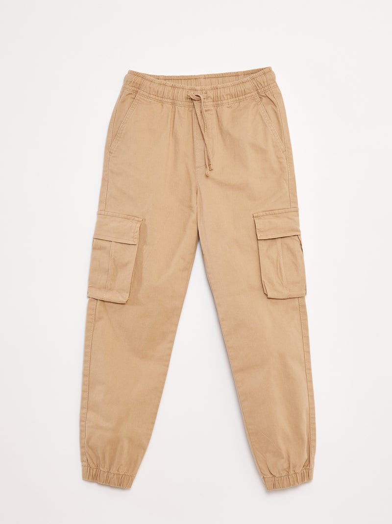 Stretchbroek met zakken Biege - Kiabi