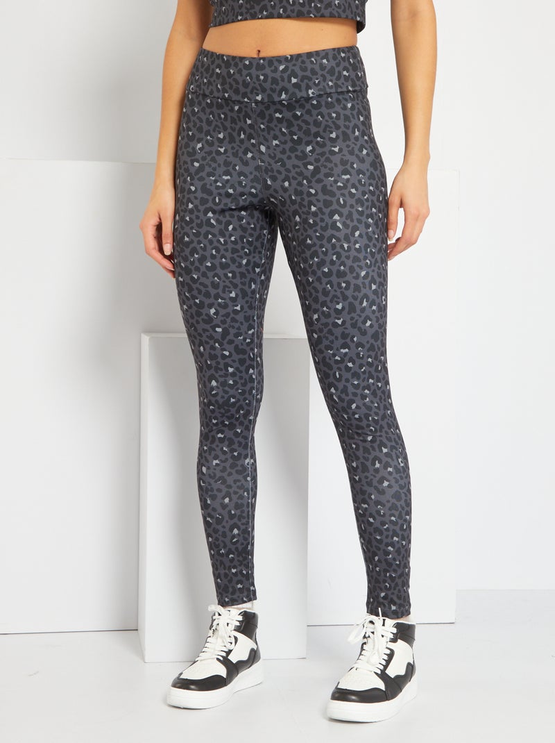 Stretchlegging met luipaardprint GRIJS - Kiabi