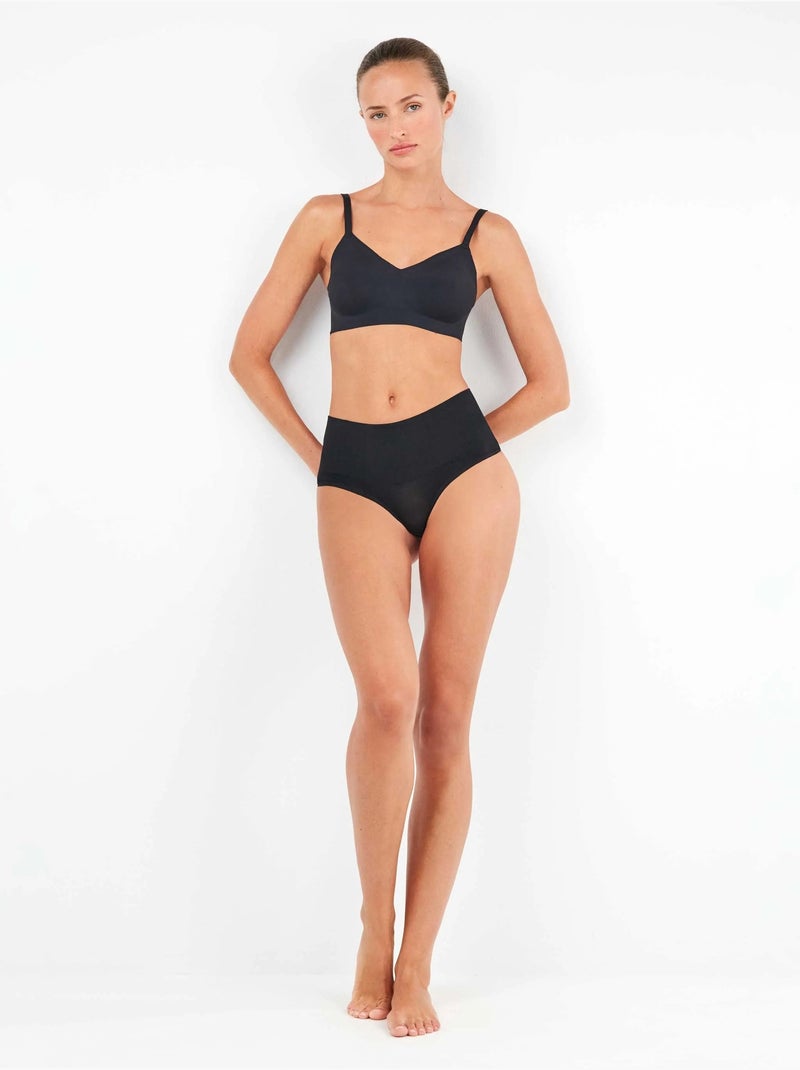 String tanga haute sans couture Noir - Kiabi