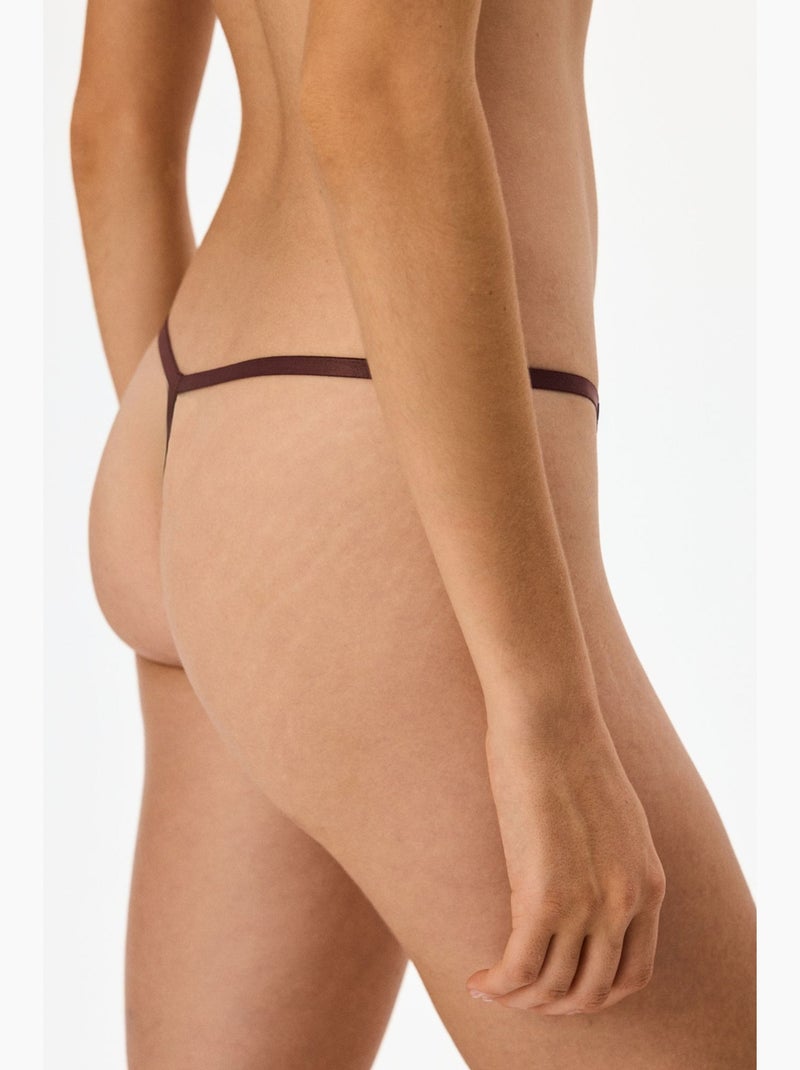 Stringslip van kant penti Bordeauxrood - Kiabi