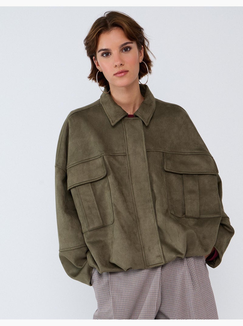 Suède effect jas, mo fashion Groen - Kiabi
