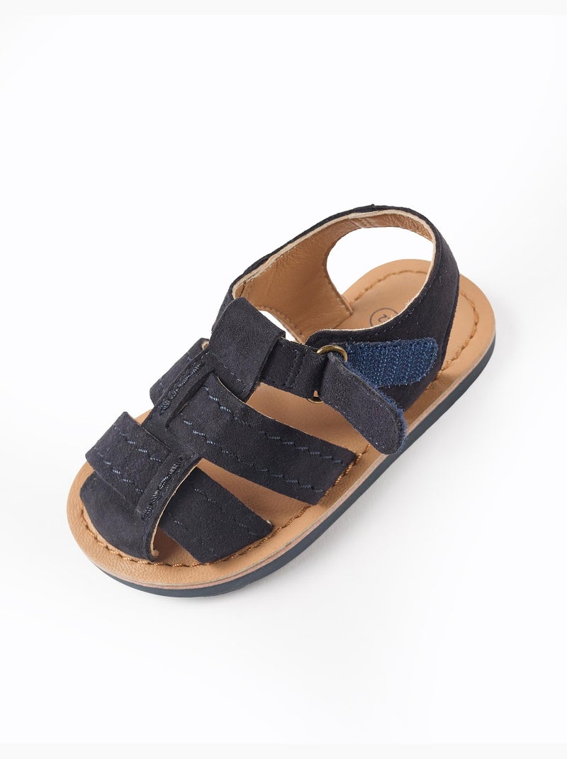 Suède visserssandalen met antislipzool Blauw Blauw - Kiabi