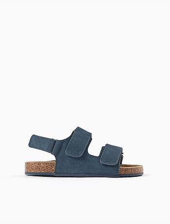 Suède voetbed sandalen met kurken binnenzool
